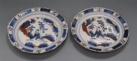 A pair of Delft plates, c.1700